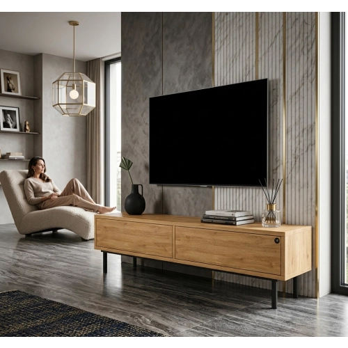 Szafka RTV-81 Drewno Lite Dąb Loft Lakier Rozmiary od 100 cm do 200 cm PREMIUM